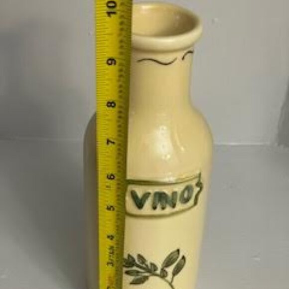 Vino Wine Ceramic Decanter Yellow Embossed Bottle Made In Italy - Picture 4 of 5